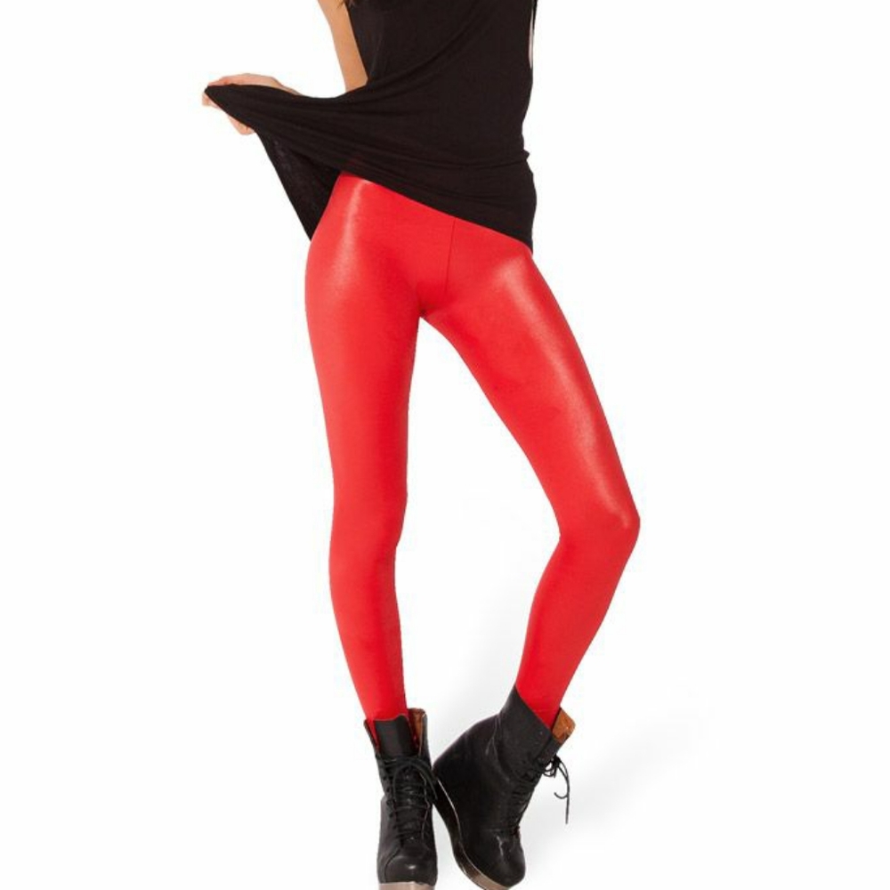 Black Milk Clothing Wetlook Red Leggings
